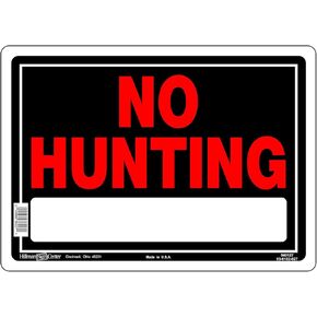 Hillman 840127 No Hunting Sign with Space for Fill In, Black and Red Aluminium Metal, 10x14 Inches 1-Sign