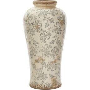 Nearly Natural 16in. Tuscan Ceramic Floral Scroll Urn Vase
