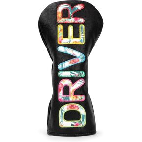 Tropical Style Golf Club Head Covers Black Premium Golf Driver Fairway 3 Wood Hybrid Head Cover Headcovers - 1pc Hybrid Headcover or 3pcs Golf Headcovers Set