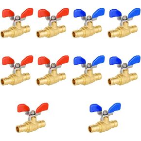 (Pack of 10) EFIELD Pex-A Expansion1/2 Inch X 1/2 Inch Brass Ball Valve With Butterfly Levels For Hot and Cold Water, Potable Water, ASTM F1960, cUPC Certified
