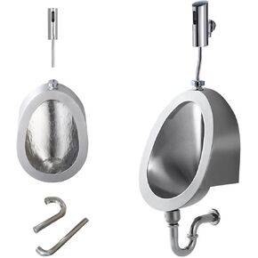 304 Stainless Steel Urinal for Men, Household/Commercial Urinals with Sensor, Intelligent Flushing Male Toilet, Wall Mounted Urinal for KTV Prison Bar Bathroom Hotel Shop
