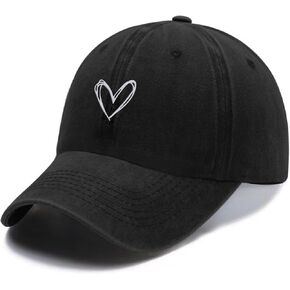 Pairxily Vintage Heart Embroidered Baseball Cap Distressed Adjustable Hat for Women Low Profile Dad Hats Unisex Cotton Cap in Kuwait