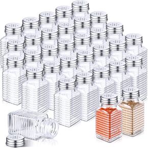 48 Pack Glass Salt Shaker Bulk with Stainless Lids Tops 2.7oz Small Spice Shaker for Kitchen Restaurants and Catering Wedding Party Supplies (Classic)