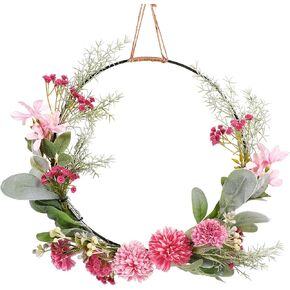 Artificial Front Door Wreath for Front Door Wreaths for All Seasons - Fall Wreaths for Front Door - Halloween Thanksgiving Wreath Wall Hanging Wreath Summer Colorful Flower Wreath in Saudi Arabia