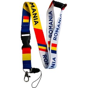 Romanian / Romania Neck Lanyard / Keychain With Detachable Buckle Clip & safety Breakaway