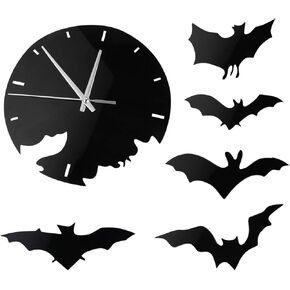 LIOOBO 1 Pc Halloween Bat Wall Clock Halloween Decortions Decorative Clock Home Decor Bats Decor Wall Clock for Room Wall Clock for Home Household Wall Clock Three-Dimensional Decorations
