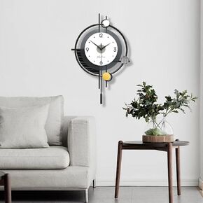 Modern Wall Clock, Creative Minimalist Decorative Wall Clocks for Living Room Decor Nordic Style 3 Layer Dial Pendulum Wall Clock Silent Non Ticking Quartz Clock for Bedroom Office Kitchen, 15*23 in