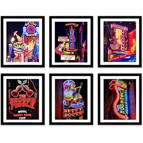 Retro Music Wall Art - Vintage Rock Festival Music Party Canvas Prints Vinyl Records Store Musical Guitar Cassette Poster Picture Decor for Living Room Bedroom Studio Set of 4 (8"x10" UNFRAMED,