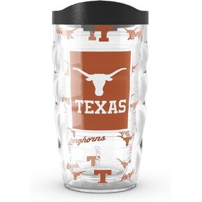 كوب سفر Tervis Texas Longhorns Longhorn - صُنع في الولايات المتحدة الأمريكية بجدار مزدوج معزول يحافظ على المشروبات باردة وساخنة، 10 أونصة، كلاسيكي