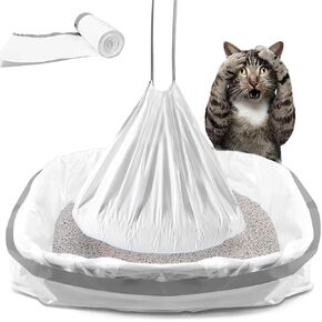 120 Count Cat Litter Bags Drawstring Litter Box Liners Compatible with Litter Robot 4 Waste Bags,Thick Replacement Cat Litter Box Liners for Self Cleaning Litter Box…