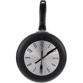 1 Set pan Wall Clock Mute Hanging Movement Clock Coffee Wall Clocks for Kitchen Roman Numerals Clock Frying pan Wall Decor Outdoor Clock Funny Hanging Clock 3D Plastic Rome Small
