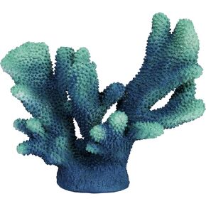 7.4" H Blue Coral Decor Coral Reef Decor Resin Coral Statue Artificial Coral Decorations for Beach Coastal Ocean Themed Party Faux Coral Sculpture Nautical Decor Shelf Tabletop Home Decoration