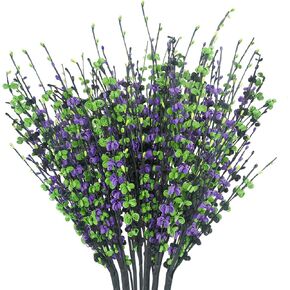 6 pcs Long Artificial Jasmine Flowers,Halloween Floral Picks Branches with Black Purple Green Jasmine Flowers Halloween Flowers Stems Halloween Decorations for Home Centerpieces