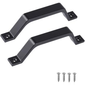 6.1 Inch Barn Door Handles, Gate Handles Hardware, Sliding Door Pull Handles for Sliding Barn Door Gate Cabinet Closet Drawer Garage Shed (Black-2 Pcs)
