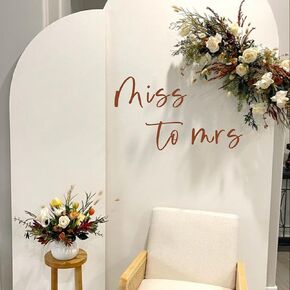 Miss to Mrs Decal -Bridal Shower Decorations Balloon Arch Decal, Photography Background Decal Bridal Shower Welcome Sign for Wedding Engagement Party (Brown Miss to Mrs)