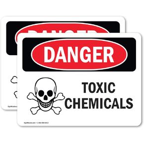 (2 Pack) Toxic Chemicals OSHA Danger Sign 10 Inch X 7 Inch Vinyl Label Decal Sticker Weather Resistant, UV Protected for Workplace, Business, and Construction Site, Made in the USA