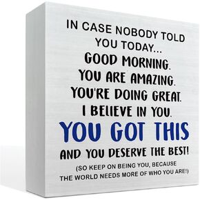 Inspirational Decor, Box Sign Tabletop Decor 5x5inch, Rustic Wood Sign, Home Office Decor, Positive Thinking Decor Art, Encouragement Gift for Teens Friends Family, Keeping On Being You Sign
