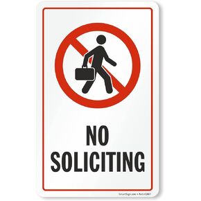 SmartSign No Soliciting Sticker, No Soliciting Glass Door Decal | 8"x5" Polyester Labels, Front Adhesive, Made in USA