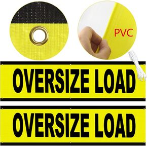 Oversize PVC Load Banner Signs for Trucks -18 Inch x 84 Inch (2Pack), Heavy Duty Mesh Structure, Wide Load Safe Flags for Escort Vehicles Cargo Trucks Safe Accessories, Equipped with Tether
