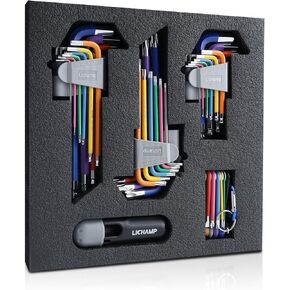 Lichamp 37-Piece Rainbow Allen Wrenches Sets, Torx Metric Hex Key Set with Colored Foldable Short and Long Arm, Ball and Torx End, Metric 1.5 to 10mm, Torx T10 to T50