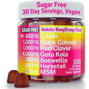 Black Cohosh Boswellia Gotu Kola Horsetail Red Clover Same MSM Sugar Free Gummies | Menopause Joint Bone Mood Skin Hair Nail Brain Health Supplements | Pills Capsules Tincture Supplement Alt