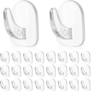 30PCS Clear Adhesive Hooks Wall Hooks Christmas Window Hanger Ring Hanger, Transparent Reusable Small Acrylic Sticky Hangers with Non Marking Sticker for Home Kitchen Bathroom Bedroom Office Use