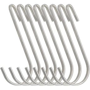 16 pcs,Stainless Steel S Hook Cookware Hooks, Multiple Uses, for Kitchenware, Pots, Utensils, Clothing Bags, Towels, Plants, Tools (16)