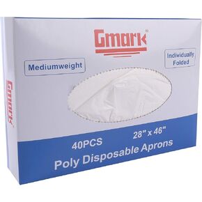 Gmark Poly Apron Individual Wrapped, Disposable PE Waterproof, Food, Cooking 100pcs GM0002