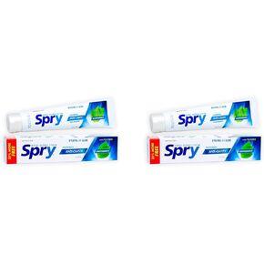 Spry Peppermint Anti-Cavity Xylitol Toothpaste (Pack of 2) with non-GMO Cranberry Extract, Aloe Vera Leaf Juice, Stevia Powder and Natural Sodium Flouride, Paraben-free and Sorbitol-free, 5 oz.