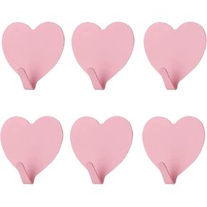 JtmyAota 6 Pack Heart Shaped Decorative Wall Hooks, Stainless Steel Strong Adhesive Wall Hook for Home Kitchen Bathroom Office (Multicolor)