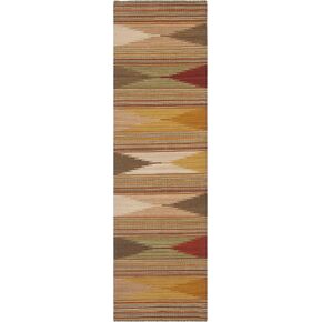SAFAVIEH Kilim Collection Runner Rug - 2'3" x 12', Natural & Multi, Handmade Southwestern Tribal Wool, Ideal for High Traffic Areas in Living Room, Bedroom (NVK175A)
