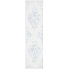 Safavieh Micro-Loop Collection Runner Rug - 2'3" x 9', Ivory & Blue, Handmade Wool, Ideal for High Traffic Areas in Living Room, Bedroom (MLP516A)