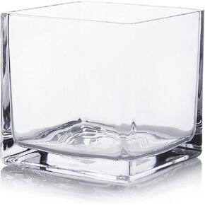 EnovaFloral Cube Glass Vase, 6x6 Inch Glass Vase for Flowers Planter, Clear Square Glass Vases, Floating Candle Holders, Table Flower Glass Vase for Wedding Centerpieces, Home Office décor Set of 1
