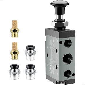 Pneumatic Air Hand Lever Valve, 5 Way 2 Position 3/8"NPT Solenoid Valve Manual Control Direct Driving Type Push-Pull 4R310-10