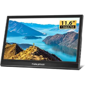 Thinlerain 15.6 Inch Portable Monitor, 1920 x 1080 Small Computer Monitor HDMI USB-C Monitor, Second Display External Monitor for PC&Phone, Built in Speakers & Stand