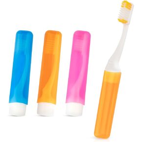 Travel Toothbrush 4 Pack Mini Toothbrush Soft Travel Toothbrush Set Portable Folding Travel Size Toothbrush with Toothbrush Case Individually Wrapped Small Toothbrush for Home Camping Hiking School