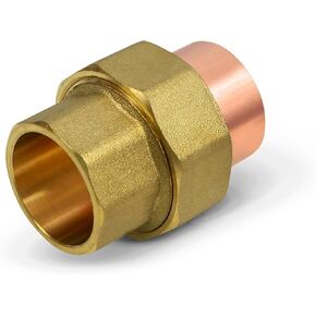 DDDV0114 1-1/4" Nominal Size Straight Union with Sweat Sockets for Use with 1-3/8" OD Copper Pipe, 28