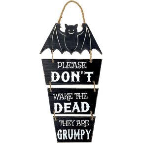 Bat Coffin Halloween Decoration Sign/Don't Wake Up The Dead/for Wall Door Indoor Outdoor 20" x 10"