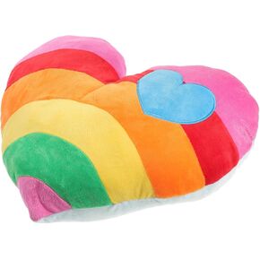 35cm Rainbow Heart Shaped Throw Pillow Plush Rainbow Pillow for Home Store Dining Room Sofa Cushion Bedroom Car Decor Valentines Day (Heart Heart Style)