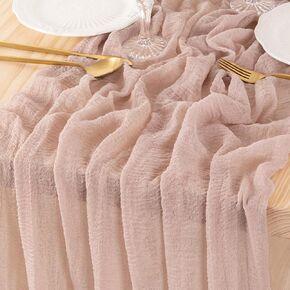 مفرش طاولة من Socomi Cheesecloth بطول 10 أقدام من قماش الجبن Boho Rustic مقاس 35 × 120 بوصة من قماش الشاش لحفلات الزفاف وحفلات استقبال المولود الجديد، قطعة واحدة in Kuwait