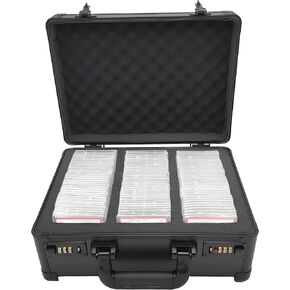 Graded Card Storage Box, 3 Row PSA Slab Case Graded Card Case with Password Lock, Aluminum Sports Card Case Compartments Fits PSA BGS FGS & SGC