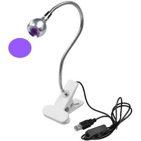 Big Chip 395nm flash cure lamp for gel nails with Gooseneck and clamp Portable UV Blacklight 5V USB Input (Sliver 2W)