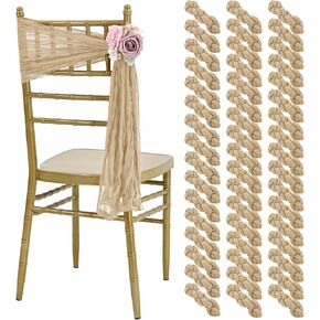 50 PCS Cheesecloth Chair Sashes, Bows Designed Chair Sashes, 15.7x70 inch Chair Sashes for Aisle Decorations Universal Chair Cover Decoration for Wedding Reception Party Banquet (Light Pink)
