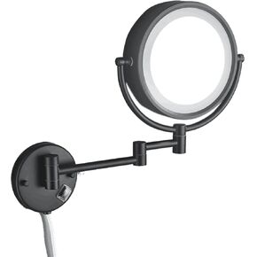 Wall Mount Makeup Mirror 9 Inches with LED Lighted 10x Magnification,has 3 Colors Lights Modes,13" Extension Arm Magnifying Vanity Mirror Electric Plug Powered, Brushed Nickel Finish