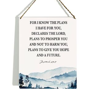 Christian Wall Decor, Bible Verse Wall Decor Wooden Hanging Sign, Serenity Prayer Wall Art, Jeremiah 29:11, Scripture Wall Art Decor for Farmhouse Home Porch Office Bedroom Bathroom, 8 x 10 Inches