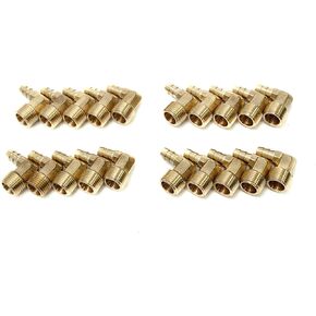 LTWFITTING 90 Degree Elbow Brass Fitting 3/8 Hose Barb x 1/2-Inch Male NPT Fuel Boat Air(Pack of 20)