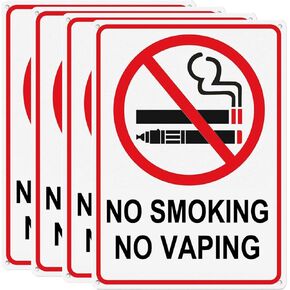 4 Pack No Smoking Signs for Business, 7 x 10 Inches No Smoking No Vaping Sign, No Smoking Metal Signs Weatherproof Indoor & Outdoor use, Black