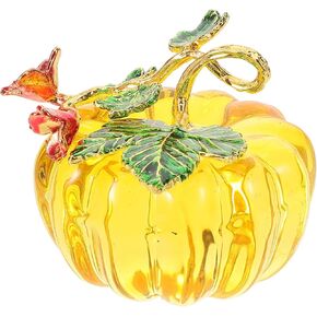 BESPORTBLE Mini Artificial Pumpkin, Mini Crystal Pumpkin Glass Pumpkin Collectible Figurine Paperweight Tabletop Decorative Ornaments for Fall Harvest Thanksgiving Halloween Home Decor