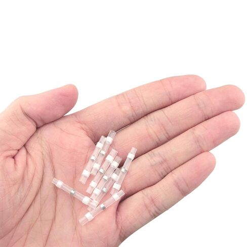 100PCS Solder Seal Wire Connector White Waterproof Solder Ring Tube Terminal Block Set Marine Grade Connection Electrical Terminal Block for Automotive Marine Electrical Electronics in Saudi Arabia