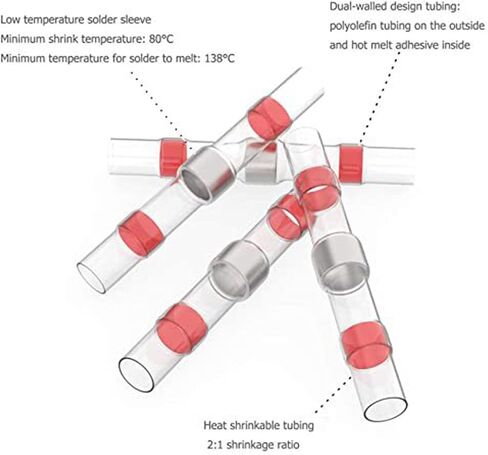 100PCS Solder Seal Wire Connector White Waterproof Solder Ring Tube Terminal Block Set Marine Grade Connection Electrical Terminal Block for Automotive Marine Electrical Electronics in Saudi Arabia